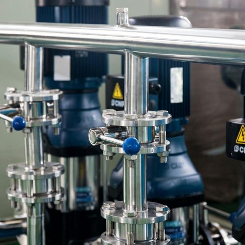 Modern new automatic metal structures Installed inside factory building for improving working conditions